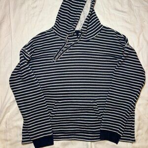 Roxy Women's Blue White Striped Pullover, Size L, Hoodie, Casual